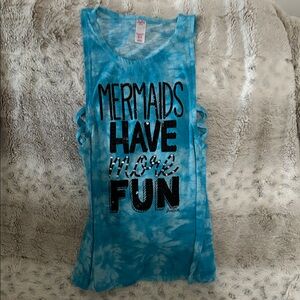 Justice Blue Tie-Dye 'Mermaids Have More Fun' Tank Top